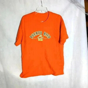 Puerto Rico Beach Bum Est 1898 Orange wave tshirt sz L